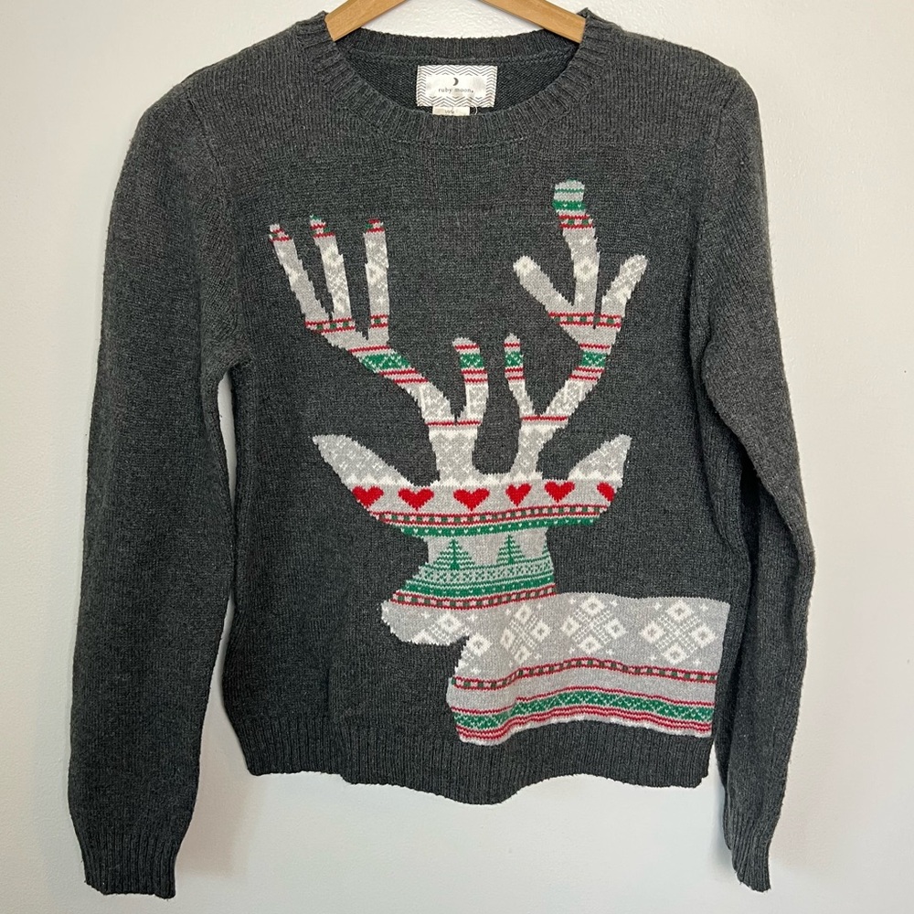 Woman's Ruby Moon Reindeer Sweater Size M Knit Christmas‎ Holiday